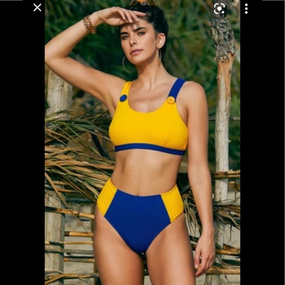 Cupshe  Yellow  Royal Blue Bikini